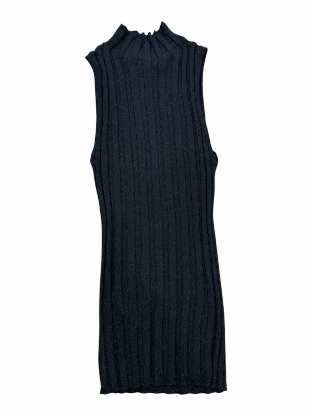 MNG by Mango Black Ribbed Sleeveless Mock Neck Tank Top XS